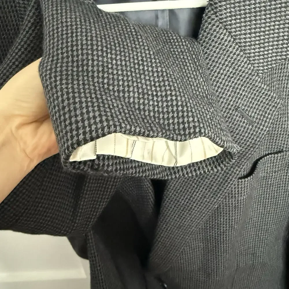 Club Room Mens 100% Wool Blazer Gray Check 2 Button Sport Coat Macy’s Jacket